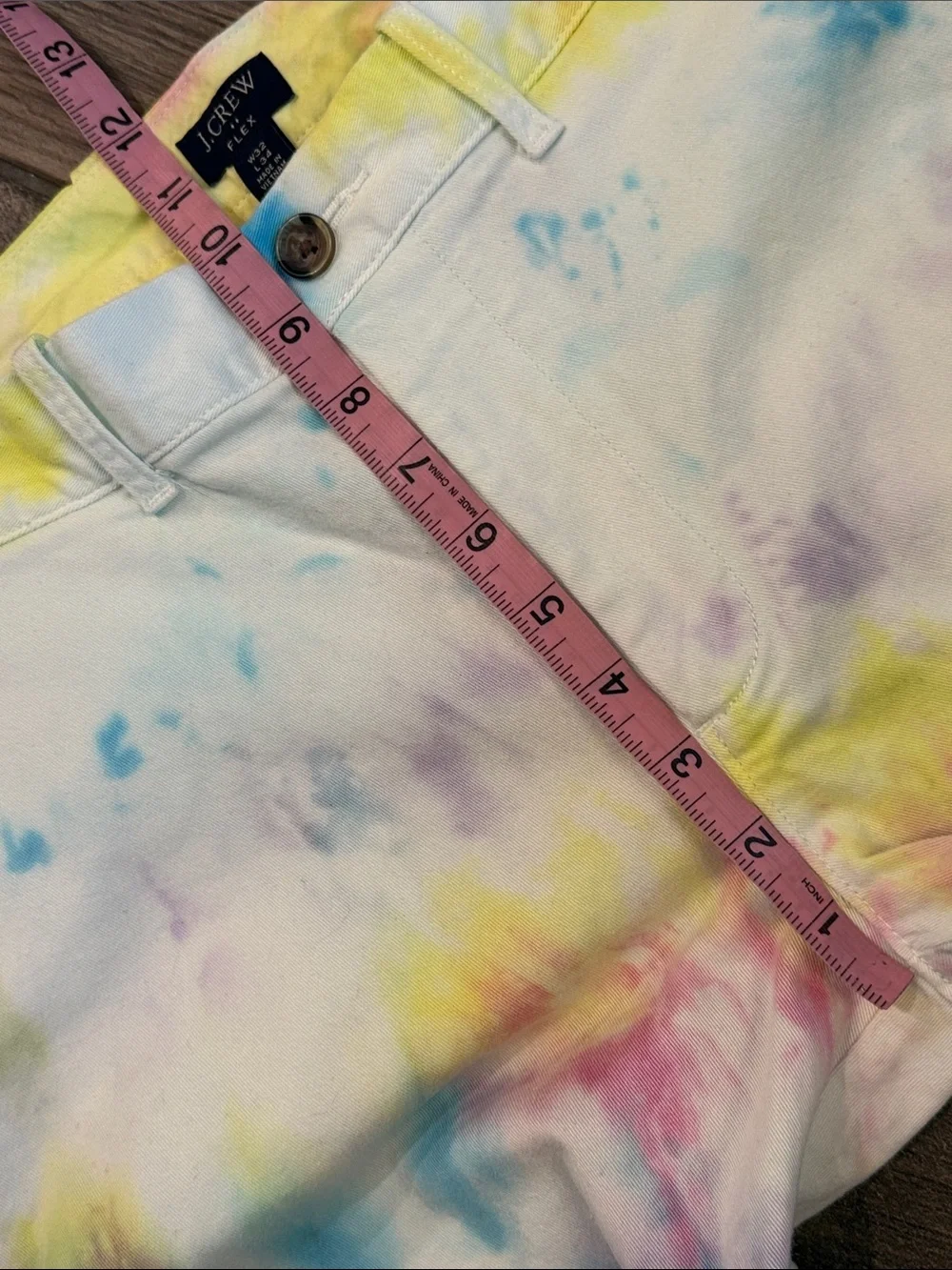J.Crew Mens 32x34 Slim Fit Flex Chino Pants Pastel Tie Dye Watercolor Stretch